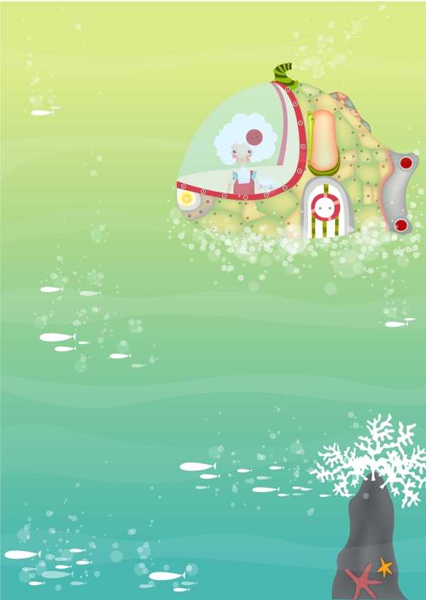 韓國鈕扣少女矢量插畫06