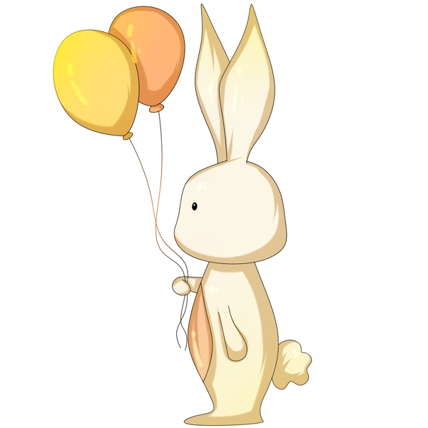 拿着气球的小白兔插画