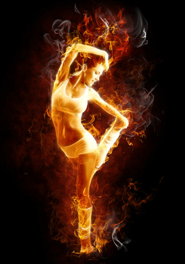 表演舞蹈的外国火焰性感美女图片