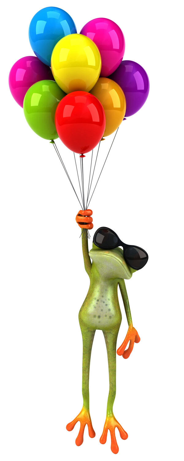 拿着气球的3D青蛙图片