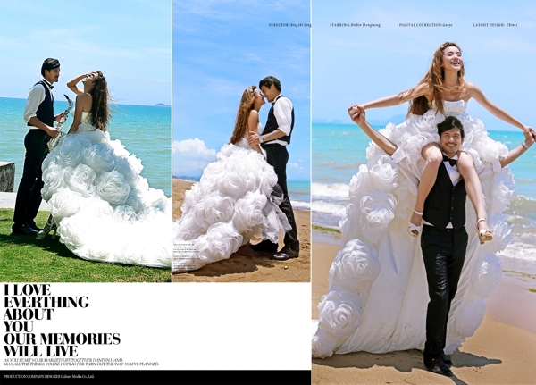 浪漫海滩婚纱照相册模板图片
