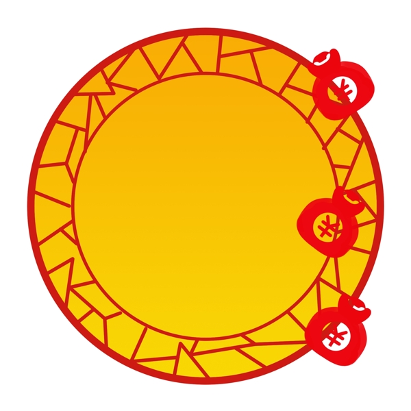 圓形新年邊框插畫