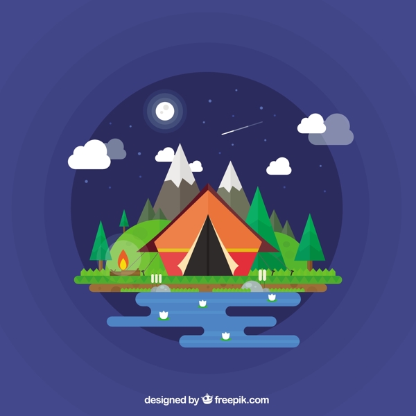 在一个美妙的夜晚露营帐篷