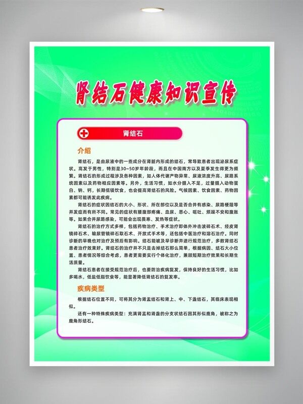 肾结石健康知识宣传海报