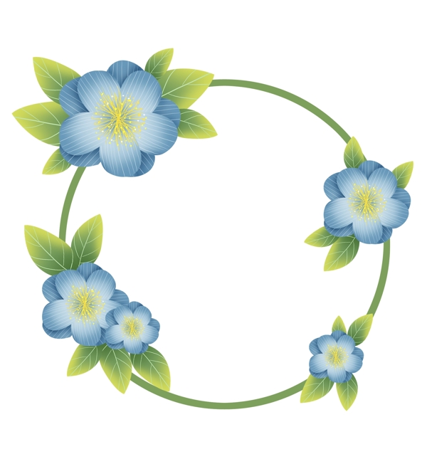 春季蓝色花朵文字框