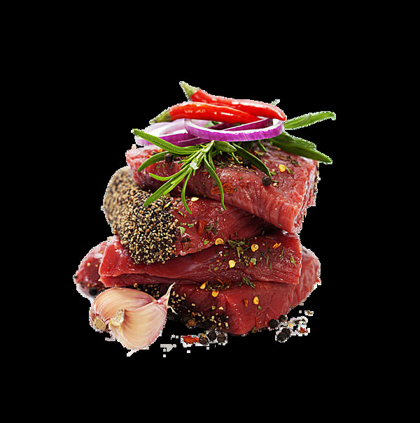 新鮮精品腌制生牛肉與香料