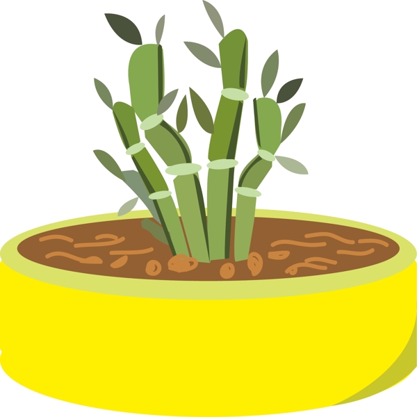 黄色的植物盆栽插画