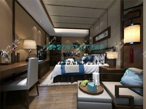 中式卧室模型3d