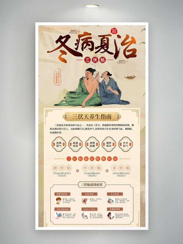 手繪風格傳統(tǒng)中醫(yī)養(yǎng)生冬病夏治海報
