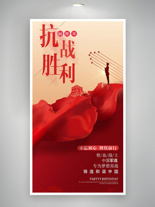 不忘初心繼續(xù)前行抗戰(zhàn)勝利80周年海報(bào)