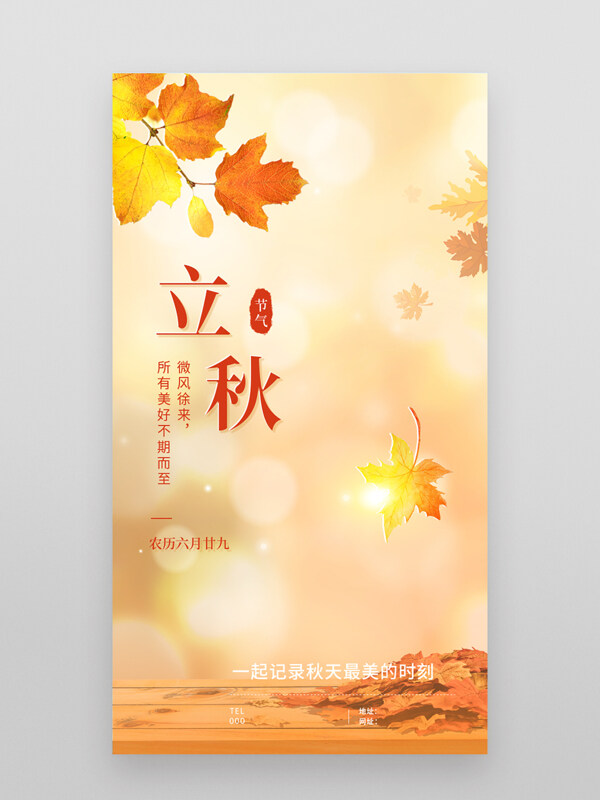 唯美黃色文藝立秋傳統(tǒng)節(jié)氣海報(bào)