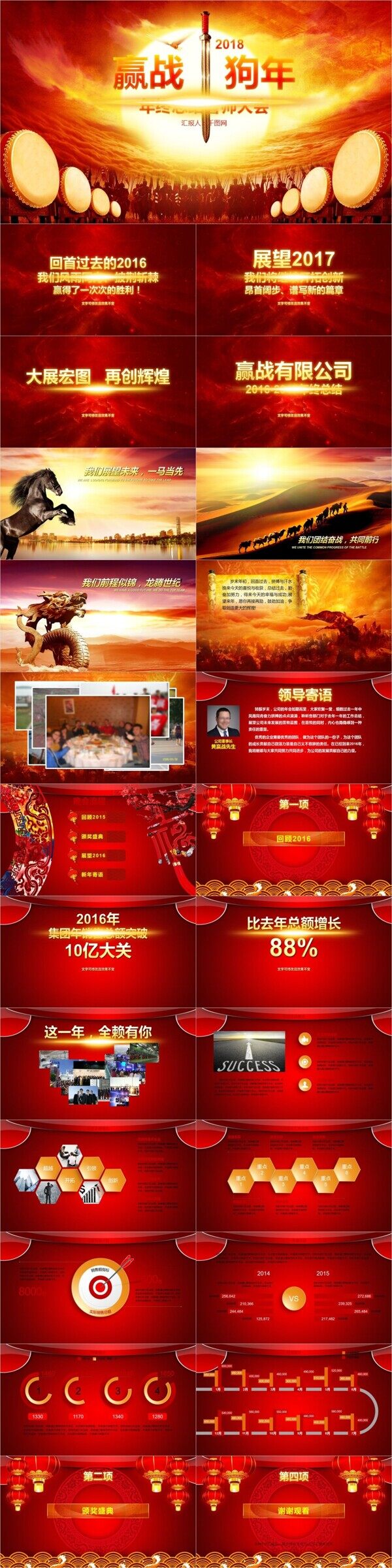 2018年終總結年會表彰計劃總結工作匯報通用PPT模板