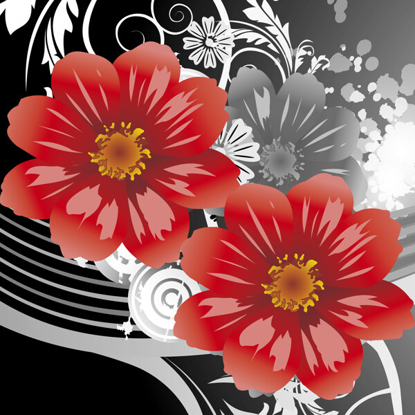 花朵三聯(lián)畫素材