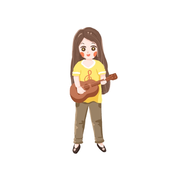 弹吉他的休闲女孩设计元素