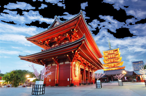 清新红色楼塔日本旅游装饰元素