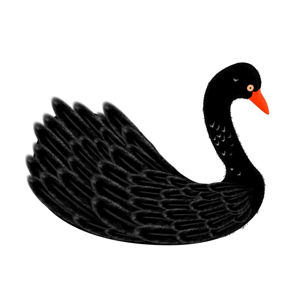 黑色情人节手绘黑天鹅设计元素