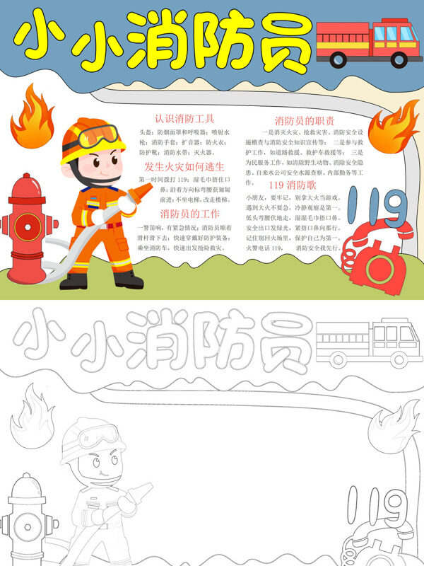 小小消防员消防知识手抄报