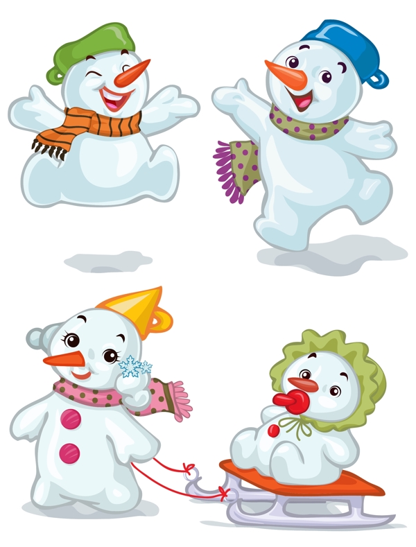 可愛圣誕節(jié)雪人矢量素材2