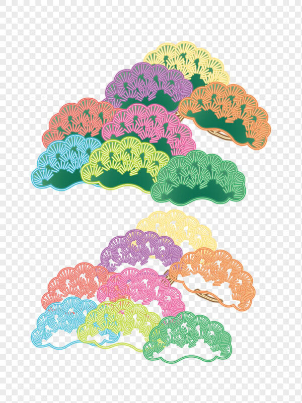 手绘松树树叶霓虹灯招牌矢量图插画元素