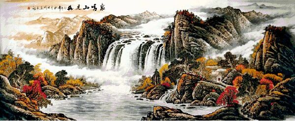 十字繡風(fēng)景圖紙山嬌泉鳴圖片