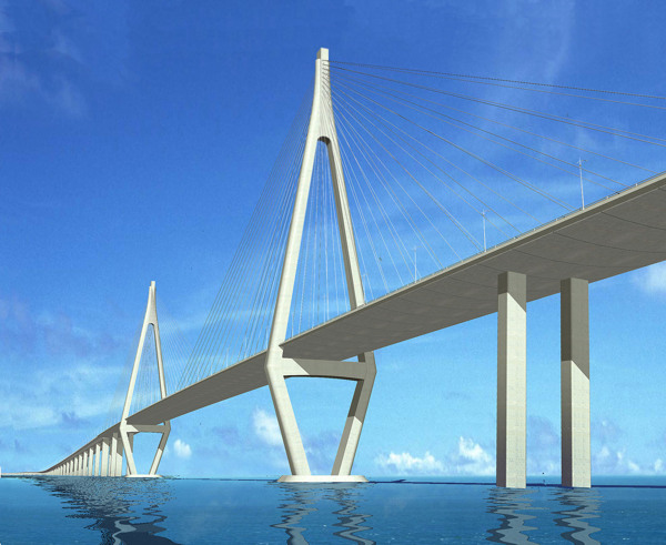 跨海大桥钻石型双塔图片