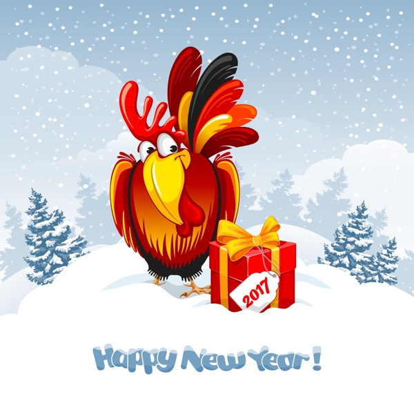 雞年圣誕節(jié)新年矢量素材