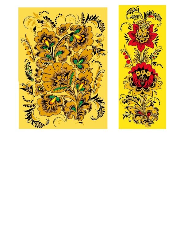 传统 欧式俄式 花卉图案背景贴图 黄底繁花似锦