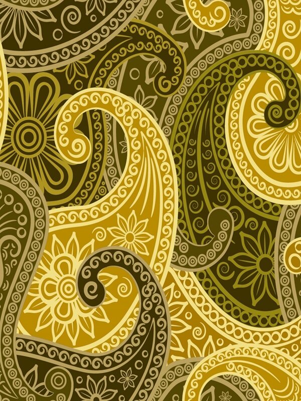 传统 欧式俄式花卉底图底纹  图案背景贴图 黄绿撞色鱿鱼纹