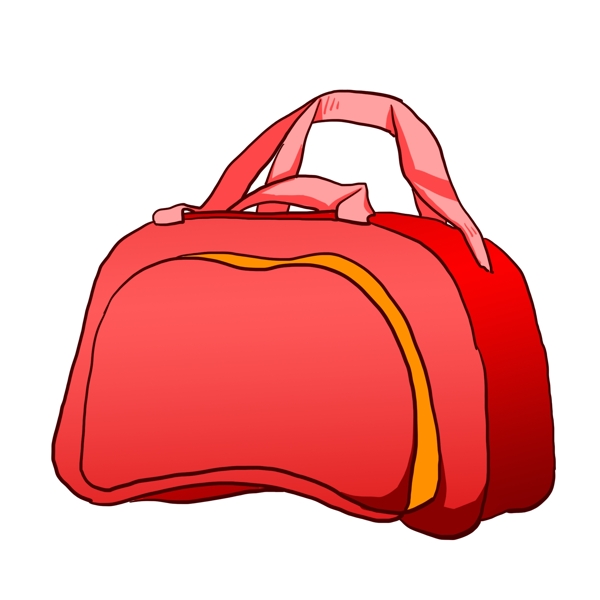 手绘红色行李包插画