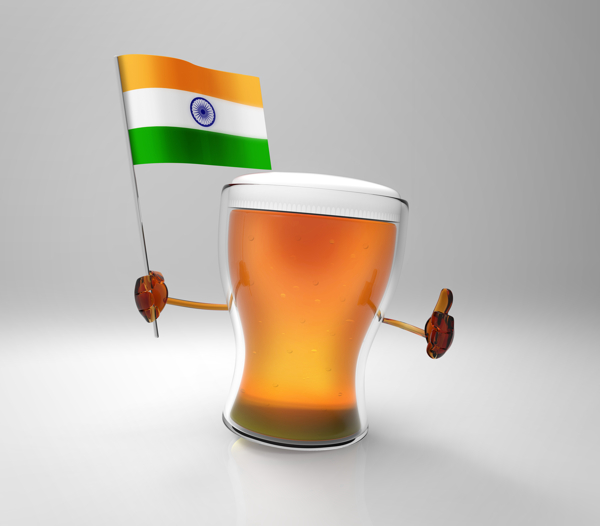 印度国旗与啤酒