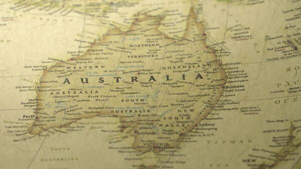 老式地图泛到澳大利亚