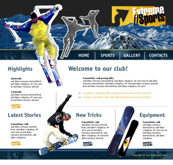 滑冰网页psd模板