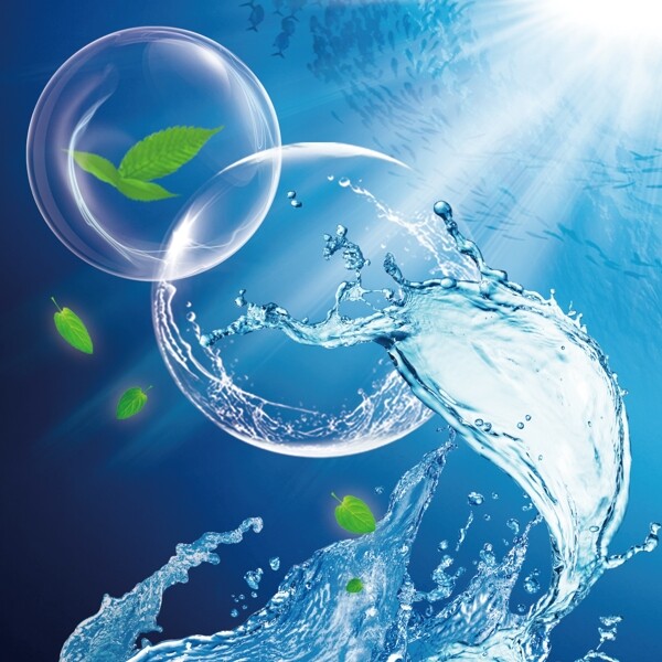 水球绿叶图片
