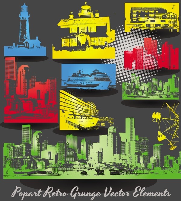 復(fù)古垃圾建筑矢量