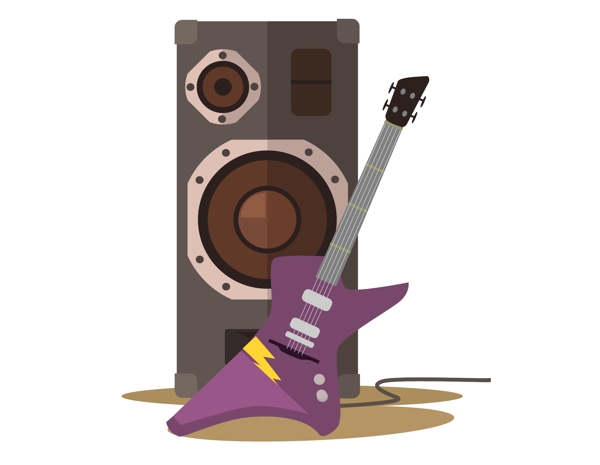 矢量紫色吉他元素