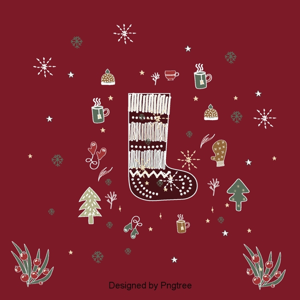 深红色的复古圣诞风格背景设计