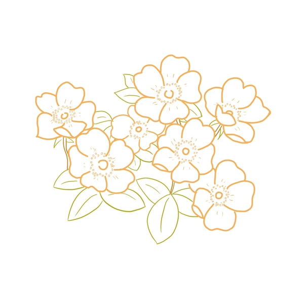 花卉元素手绘橙色花海背景装饰元素