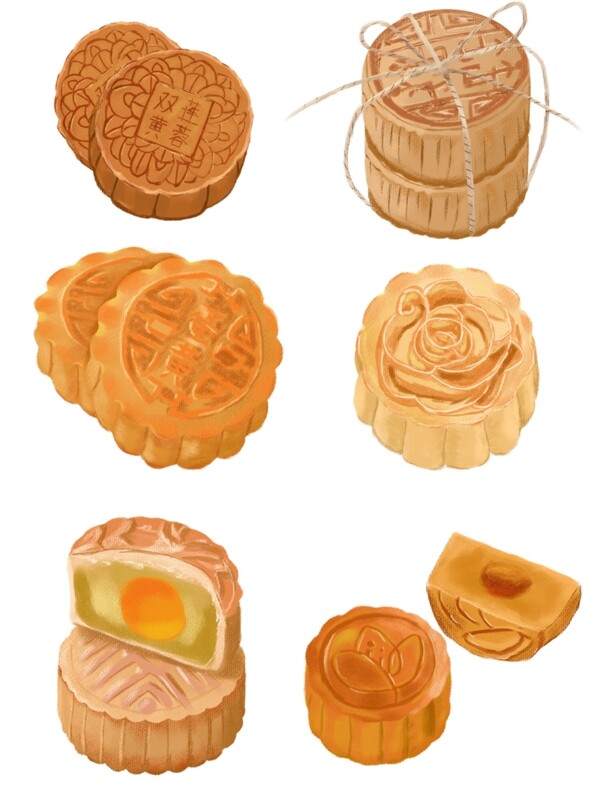 中秋节手绘中国风传统月饼套图