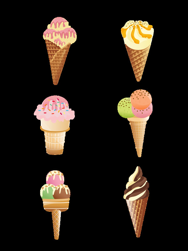 矢量卡通可爱冰淇淋元素套图