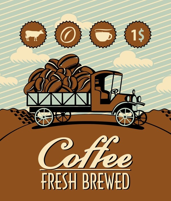 老式的咖啡广告海报设计矢量图04