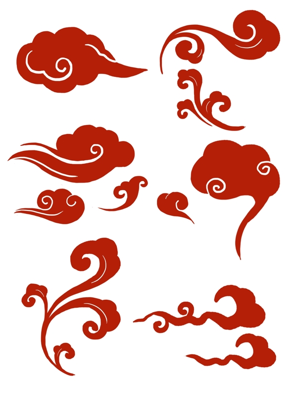 中国风祥云红色纹样可商用元素