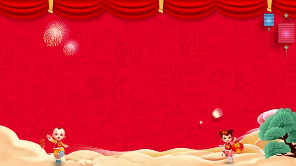 中国红喜庆红色新年背景