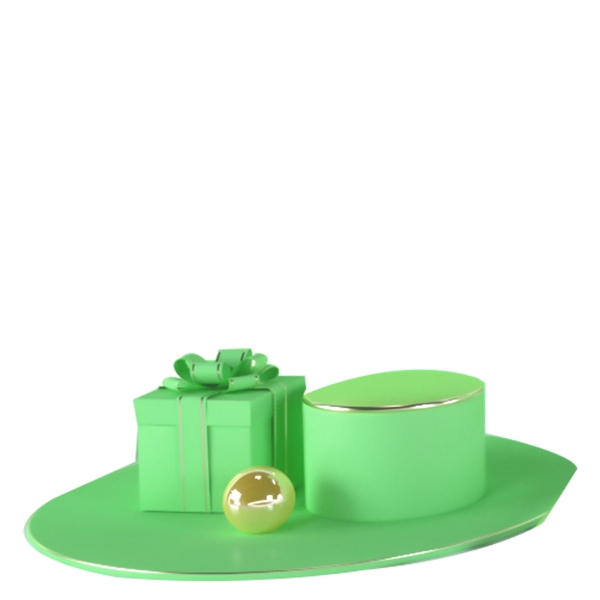 绿色礼物和台面免抠图