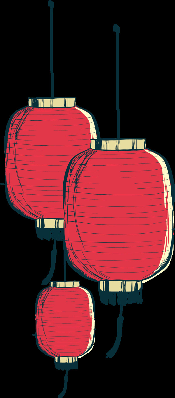 彩绘大红灯笼PNG图案素材