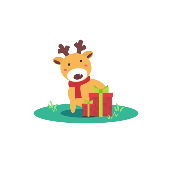 圣诞麋鹿原创设计插画可商用元素