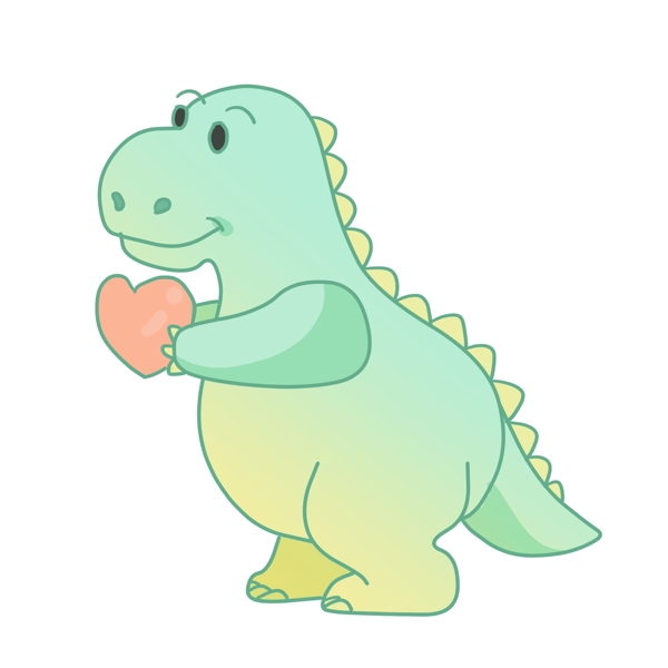 比心的小恐龙插画