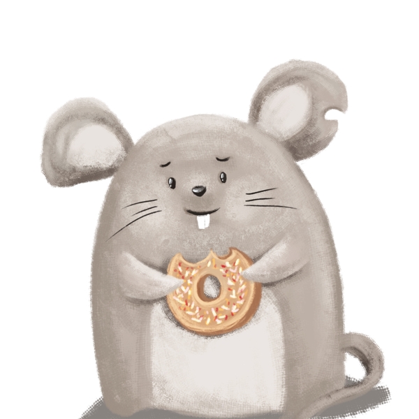 吃甜甜圈的老鼠设计可商用元素