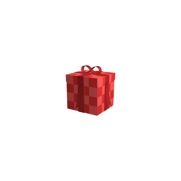 红色格子礼盒C4D礼盒圣诞格子礼盒