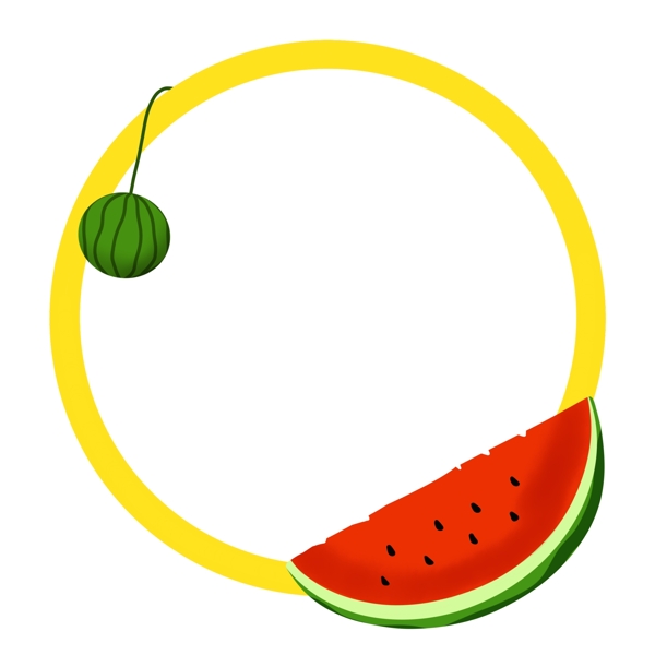 夏季清新西瓜水果圆形边框