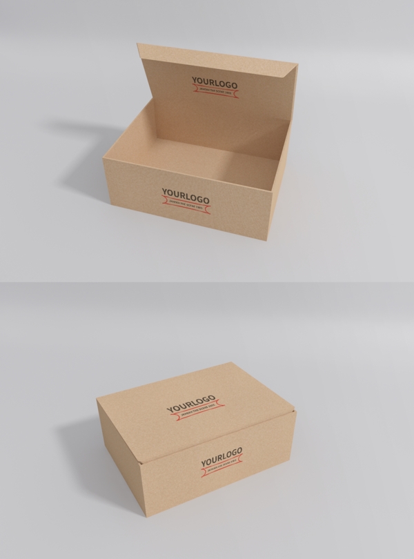 原创模型包装鞋盒盒子牛皮纸logo样机